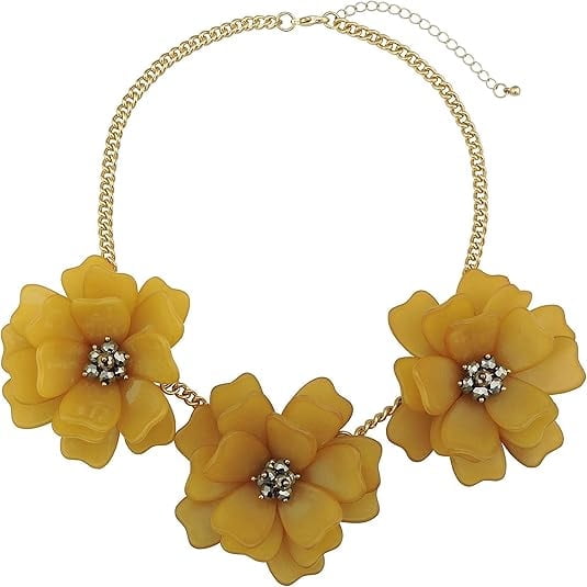 Bocar Statement Flower Necklace Handmade Bib Collar Jewelry Set for Women