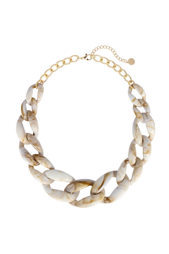 Statement Chunky Acrylic Chain Link Choker Necklace Fashion Women Collar Necklaces Acrylic Resin Chain Necklace(N0097-Texture Beige)