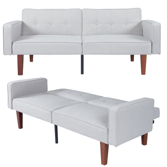 Bocarali 68.11" Convertible Futon Sofa Bed, Fabric Couch with Adjustable Backrest