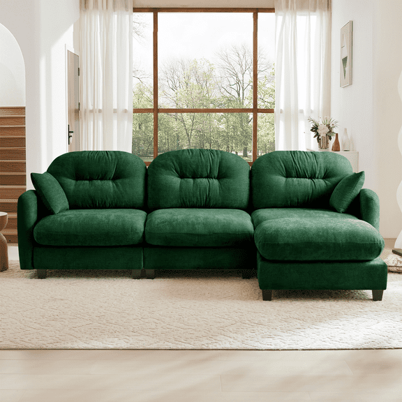 Bocarali Cloud Couches for Living Room, Modular Sectional Sofa, 107" L-Shape Modular Couch with Movable Ottoman, Oversized Sectional Couch with Deep Seat