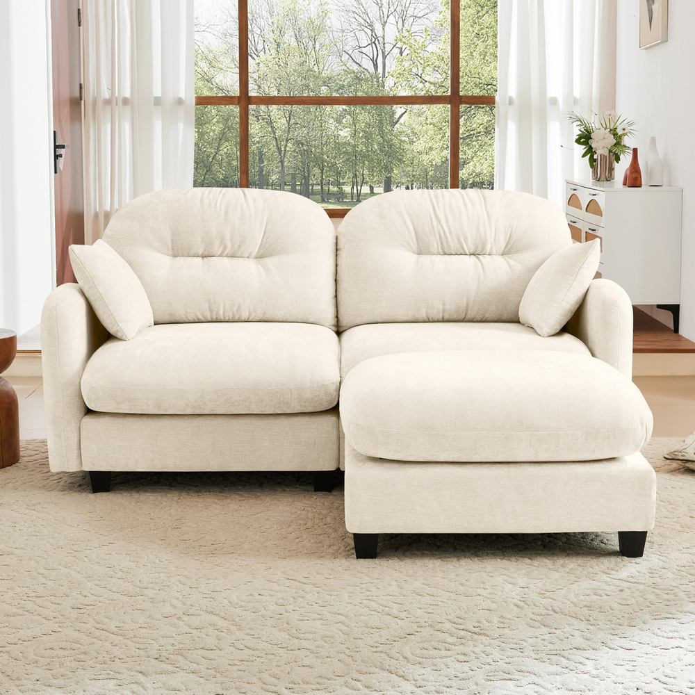 Bocarali Cloud Couches for Living Room, Modular Sectional Sofa, 74" L-Shape Modular Couch with Movable Ottoman, Oversized Sectional Couch with Deep Seat