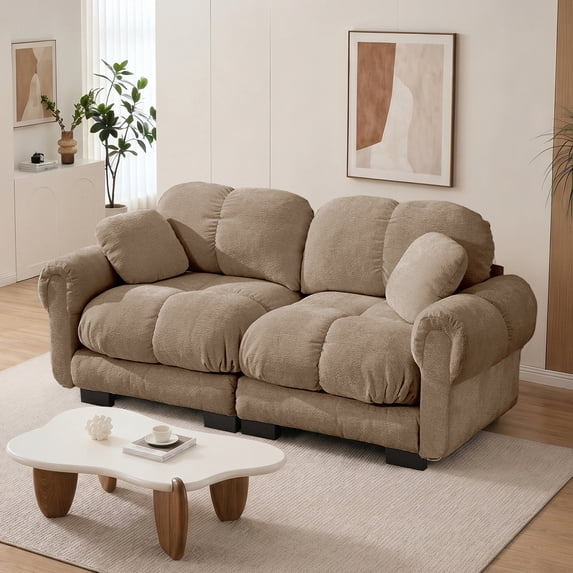 Bocarali Home Chenille Cloud Loveseat, 2-Seater Modular Sofa, Brown