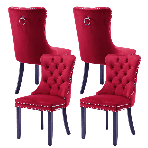 Bocarali Modern Upholstered Dining Chairs Set of 4, Velvet Kitchen Dining Room Chairs with Nailhead Trim for for Living Room, Bedroom