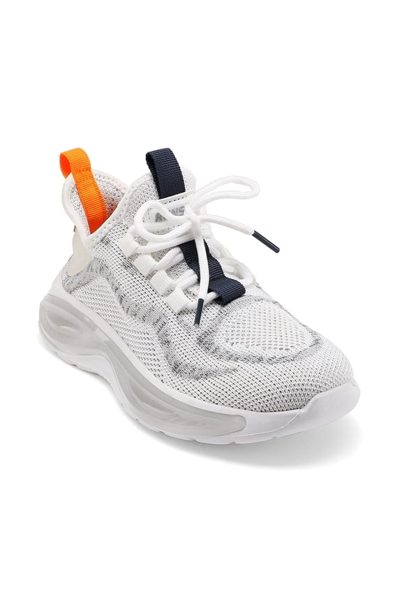 Boy's Athletic Sneaker Grey Running Shoes Lace-up 4M