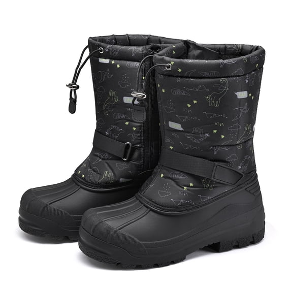 Bocca Boys Waterproof Snow Boots Black-dino Slip Resistant Winter Boots 1M