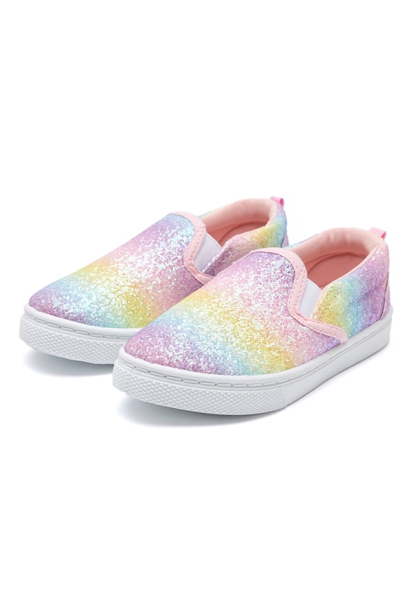 Girls Colorful Slip on Sneakers Kids Canvas Walking Shoes Size 2