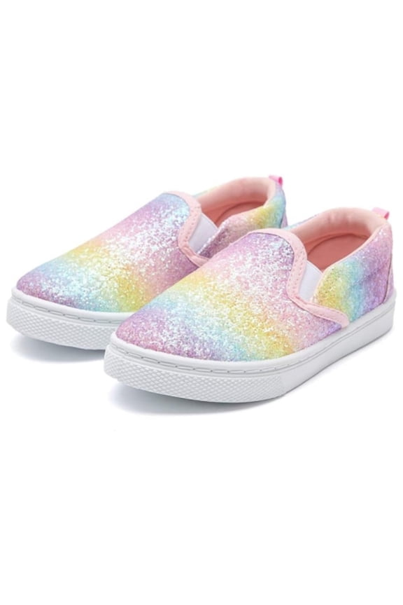 Girls Colorful Slip on Sneakers Kids Canvas Walking Shoes Size 3