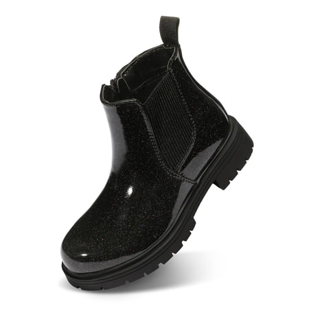 Bocca Girls Glitter Chelsea Boots Black Ankle Booties With Zipper 1M