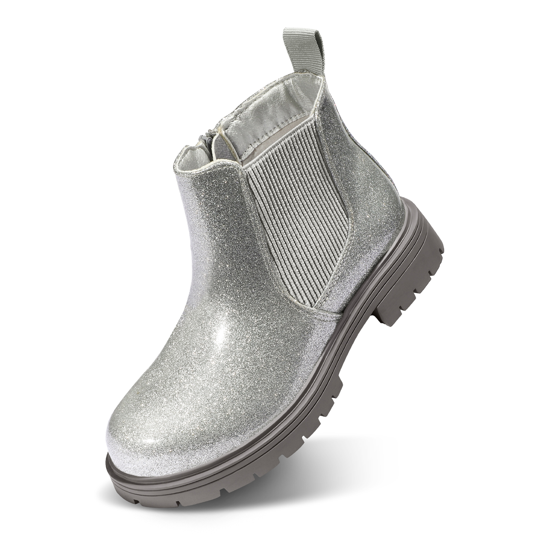 Bocca Girls Glitter Chelsea Boots Gray Ankle Booties With Zipper 11M