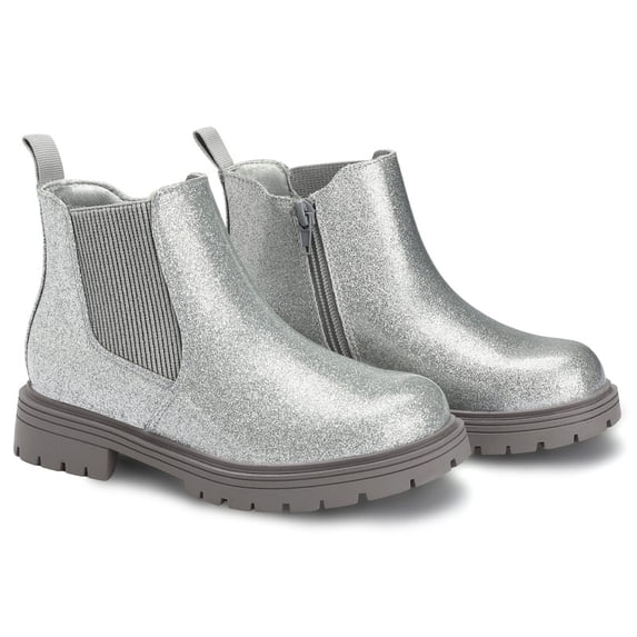Bocca Girls Glitter Chelsea Boots Gray Ankle Booties With Zipper 1M