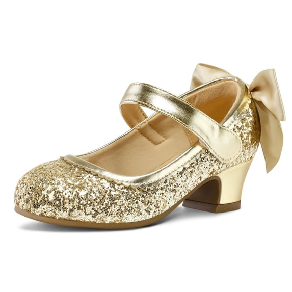 Bocca Girls Party Dress Shoes Gold Glitter Mary Jane Wedding Princess Shoes With Bow 1M