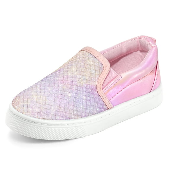 Bocca Girls Pink Glitter Slip on Sneakers Kids Canvas Walking Shoes Size 12