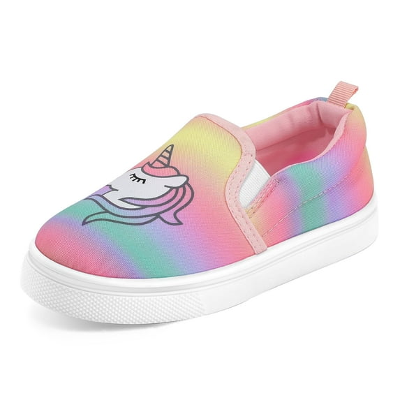 Bocca Girls Rainbow Unicorn Slip on Sneakers Kids Canvas Walking Shoes Size 11
