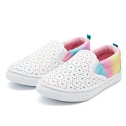 Bocca Girls White Star Slip on Sneakers Kids Canvas Walking Shoes Size 13