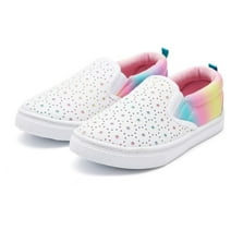 Bocca Girls White Star Slip on Sneakers Kids Canvas Walking Shoes Size 2