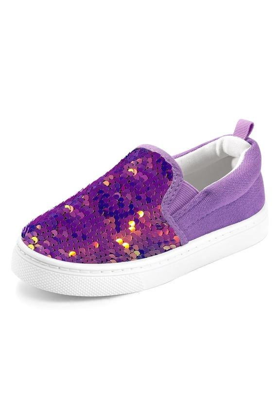 Kid's Slip on Sneakers A1-Purple Girls Canvas Walking Shoes Size 3
