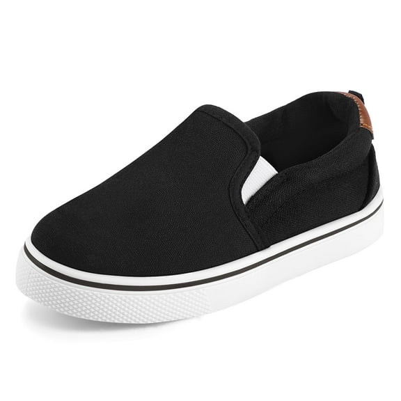 Bocca Kid's Slip on Sneakers Black Boys Canvas Walking Shoes Size 1