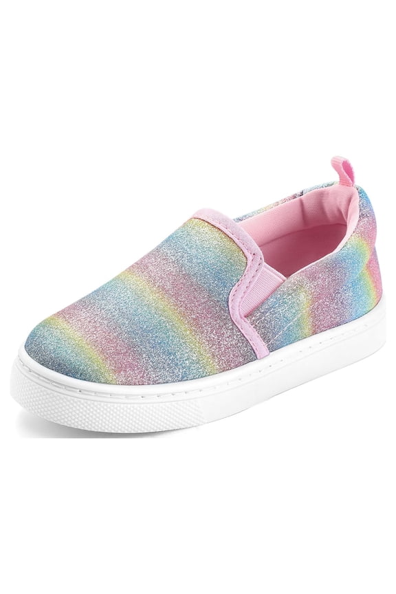 Kid's Slip on Sneakers Colorful Girls Canvas Walking Shoes Size 13