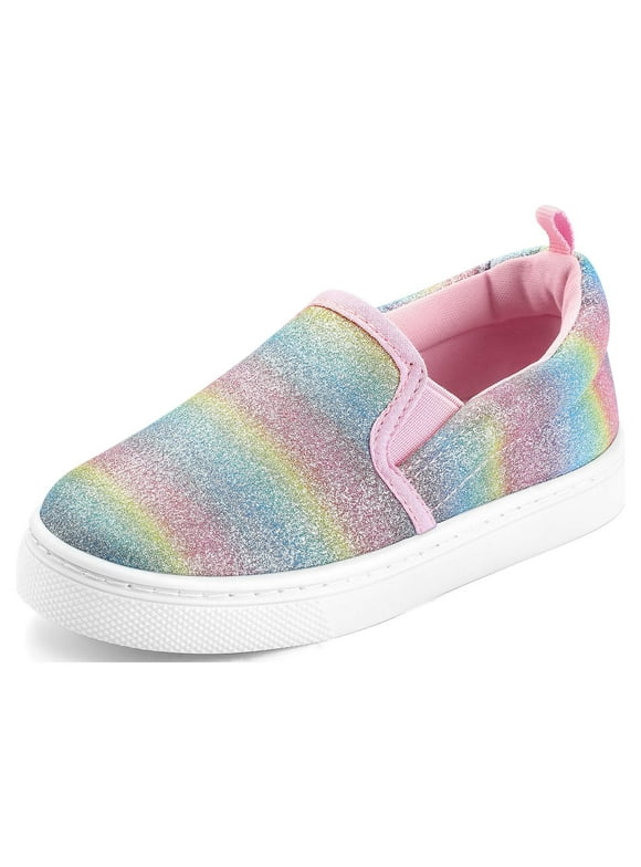 Kid's Slip on Sneakers Colorful Girls Canvas Walking Shoes Size 1