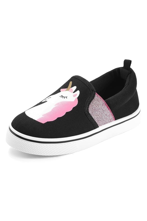 Kid's Slip on Sneakers Colorful Girls Canvas Walking Shoes Size 1