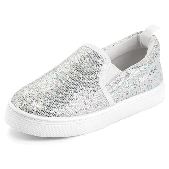 Bocca Kid's Slip on Sneakers Grey Girls Canvas Walking Shoes Size 7