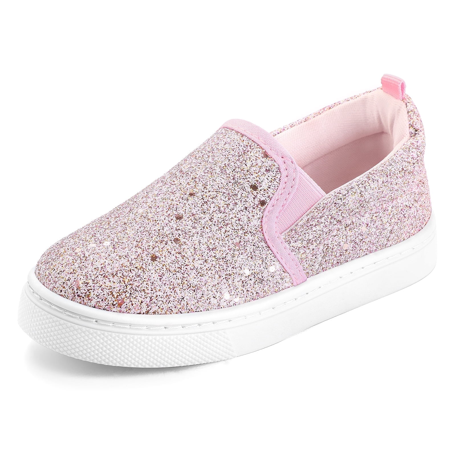 Kid's Slip on Sneakers Pink Girls Canvas Walking Shoes Size 1
