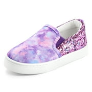 Bocca Kid's Slip on Sneakers Purple Girls Canvas Walking Shoes Size 1
