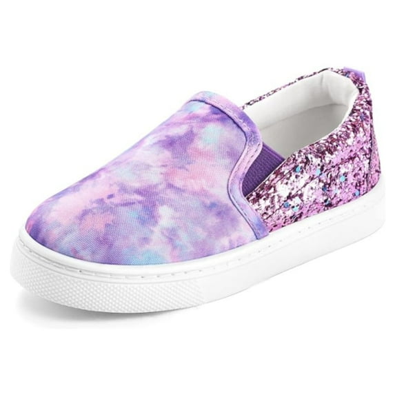Bocca Kid's Slip on Sneakers Purple Girls Canvas Walking Shoes Size 8