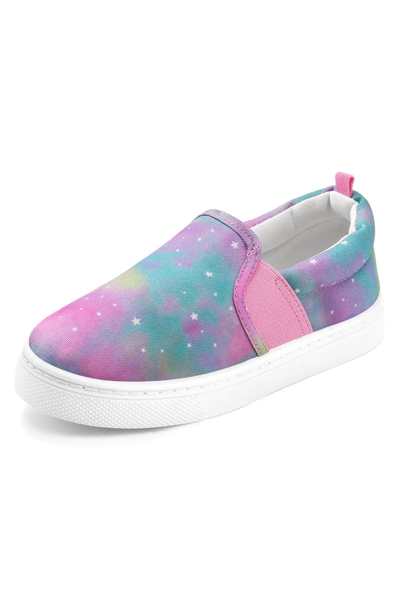 Kid's Slip on Sneakers Purple Star Girls Canvas Walking Shoes Size 13