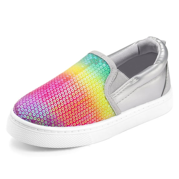 Bocca Kid's Slip on Sneakers Rainbow Girls Canvas Walking Shoes Size 3