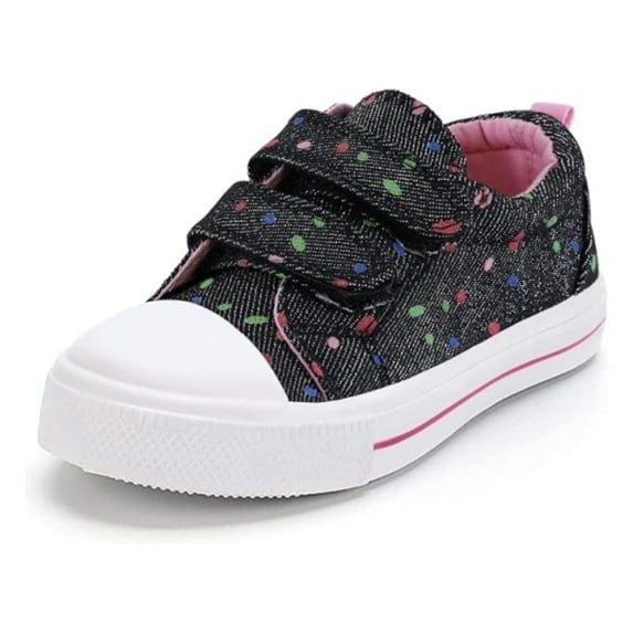 Bocca Kid's Walking Sneakers Black Dots Girls Canvas Shoes Size 6