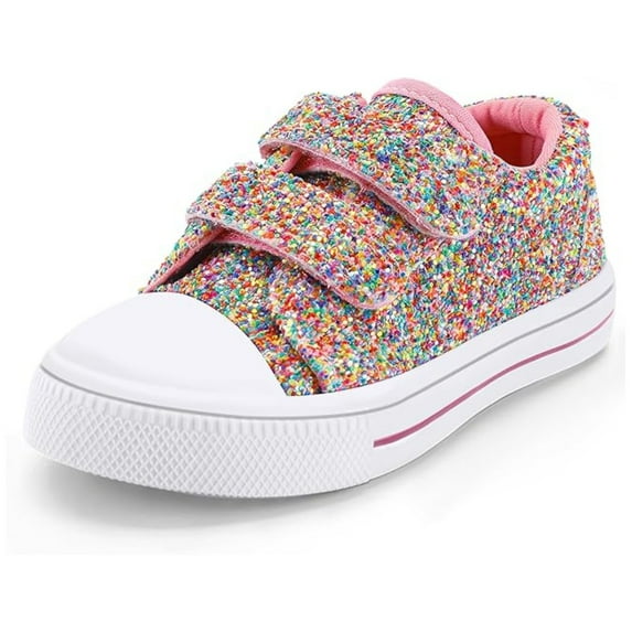 Bocca Kid's Walking Sneakers Colorful Glitter Girls Canvas Shoes Size 5