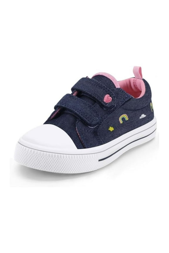 Kid's Walking Sneakers Denim Blue Girls Canvas Shoes Size 11