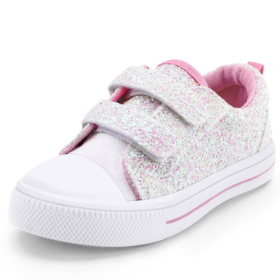 Bocca Kid's Walking Sneakers Pink Glitter Girls Canvas Shoes Size 4