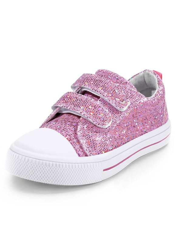 Kid's Walking Sneakers Purple Girls Canvas Shoes Size 4