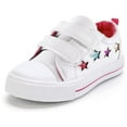 thumbnail image 1 of Bocca Kid's Walking Sneakers White Stars Girls Canvas Shoes Size 5, 1 of 5