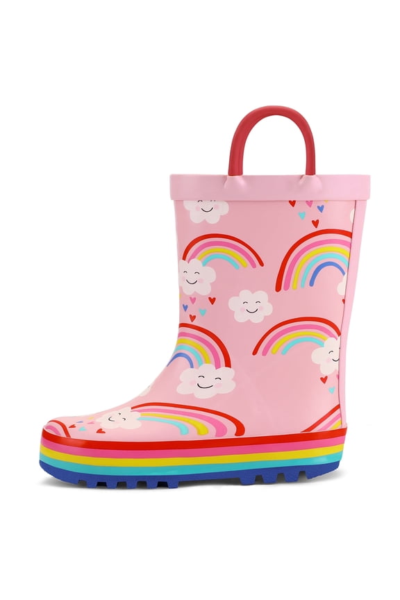 Kids Rain Boots Rainbow Cloud Rain Boots For Girls with Handles 10M