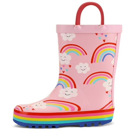 Bocca Kids Rain Boots Rainbow Cloud Rain Boots For Girls with Handles 11M