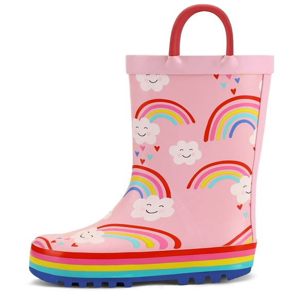 Bocca Kids Rain Boots Rainbow Cloud Rain Boots For Girls with Handles 12M