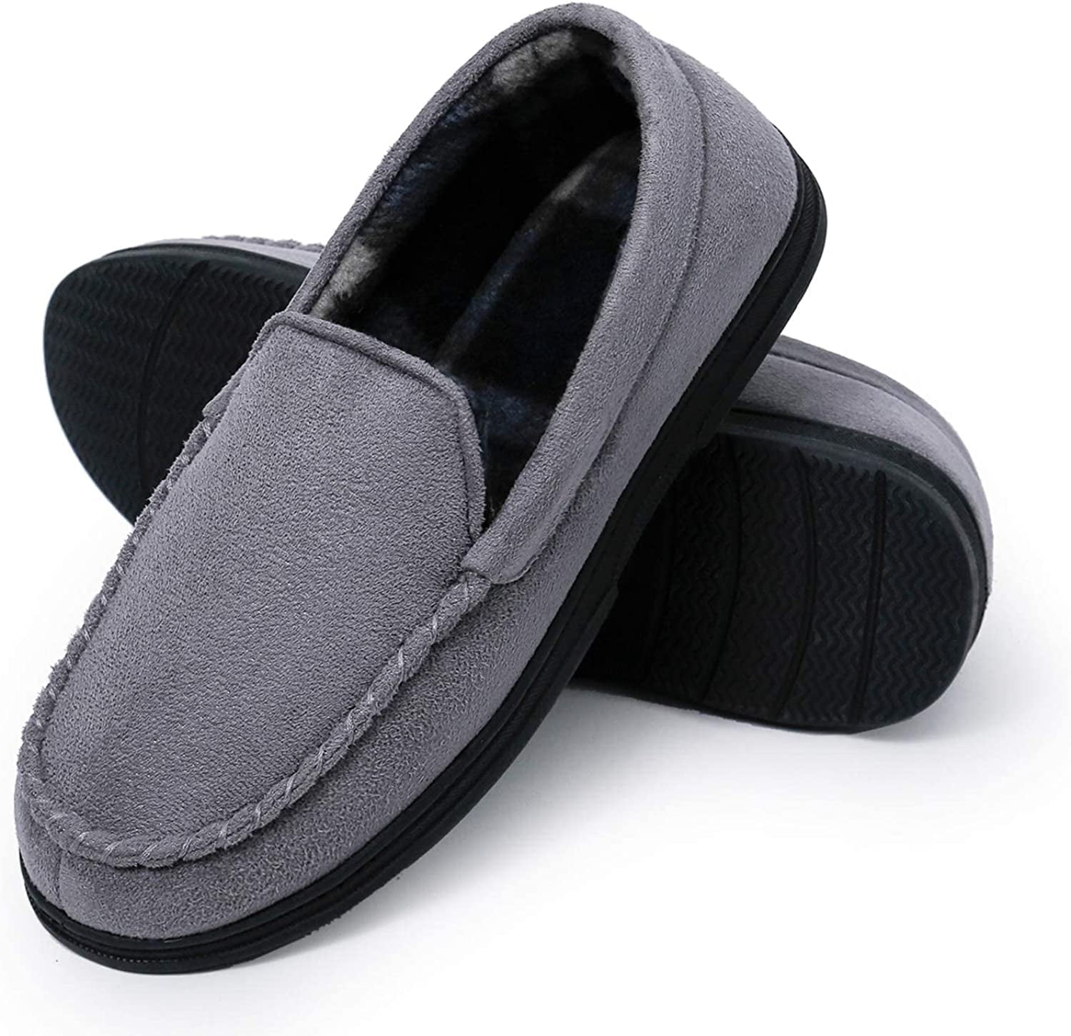 Bocca Men's AntiSlip House Slippers Grey Winter Classic Moccasin Shoes