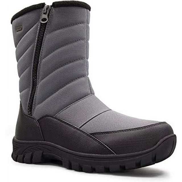 Bocca Men's Hiking Snow Boots Grey Mid-Calf Insulated Boot Faux-Fur ...