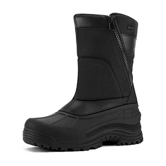 Bocca Men's Waterproof Winter Boots Black Nylon Mid Calf Insulated Snow