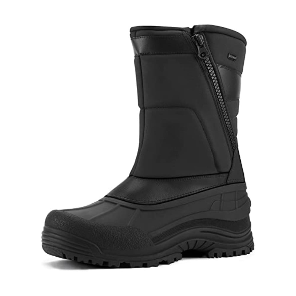 Bocca Men's Waterproof Winter Boots Black Pu Mid Calf Insulated Snow Boots 11M