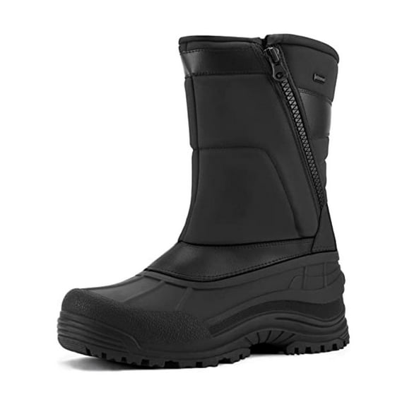 Bocca Men's Waterproof Winter Boots Black Pu Mid Calf Insulated Snow Boots 8M