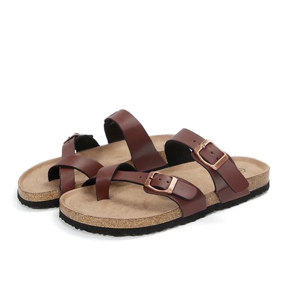 Bocca Women Adjustable Slide Sandals Brown-new Summer Flip-Flops Ring Open Toe 8M
