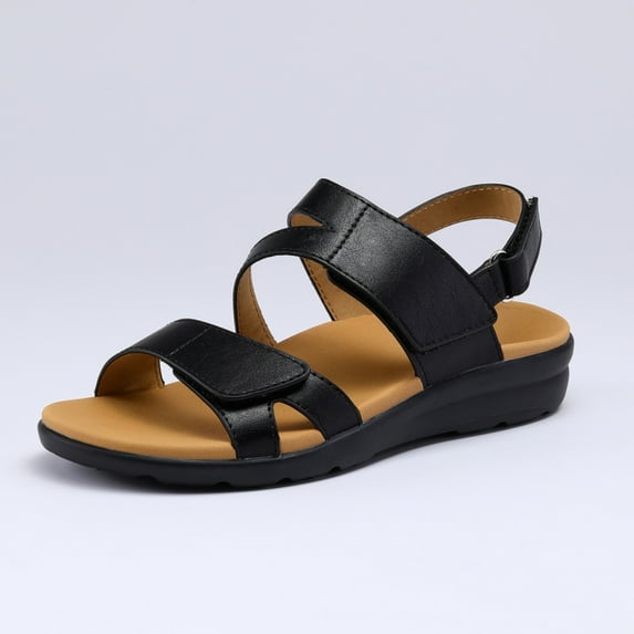 Bocca Women's Adjustable Velcro straps Medium Sandal, Black, 10