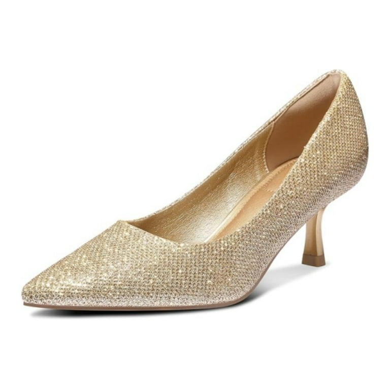 Bocca Women s 2inch Pumps Gold Pointed Toe Dress Shoes Kitten Heel 9M