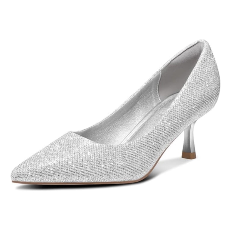 silver dress shoes with kitten heels Nina Sofie Women's Shoes True Silver : 9.5 M
