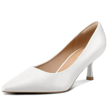 Bocca Women's 2inch Pumps White Pointed Toe Dress Shoes Kitten Heel 8M
