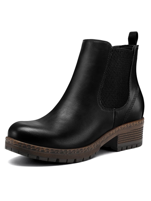 Women's Black Chelsea Boots Chunky Heel Ankle Booties Size 8.5